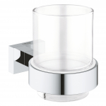 Pakabinama stiklinė dantų &scaron;epetėliams Grohe ESSENTIALS CUBE CRYSTAL 40755001, chromo