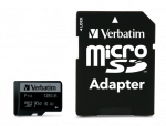 Verbatim 47044 Pro U3 Micro SDXC Atminties kortelė 128GB + microSD į SD Adapteris