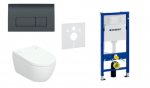 Potinkinio rėmo, pakabinamo klozeto, vandens nuleidimo mygtuko komplektas Geberit AquaClean Alba Basic, 458.103.00.1+115.119.DW.1+146.350.01.1