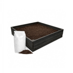 Medinė lysvė, 80x80x27cm su biožeme ir geotekstilės patiesalu, juoda