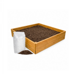 Medinė lysvė, 80x80x27cm su biožeme ir geotekstilės patiesalu, ruda