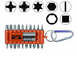 Antgaliukų rinkinys PH+PZ+TORX+SL+2 laikikliai, 22vnt. su karabinu lanksčiojo plastiko dėkle, Bahco