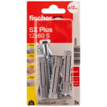 FISCHER kai&scaron;čiai su varžtais SX Plus S, 12x60 mm, 3 vnt.