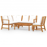Lauko baldų komplektas VLX 5 Piece Garden Lounge Set 3057770, kreminės spalvos, 6 vietų