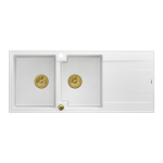 Dviguba plautuvė Quadron Evan 121, HQE11650U1_PVDG1_P2O, balta/aukso