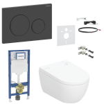 Potinkinis WC komplektas Geberit AquaClean Alba Premium su instaliacine sistema, vandens nuleidimo mygtuku AQAL12P00161