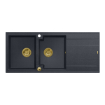 Dviguba plautuvė Quadron Evan 121, HQE11650U8_PVDG1_P2O, juodas deimantas/aukso