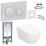 Potinkinis WC komplektas Geberit AquaClean Alba Premium su instaliacine sistema ir vandens nuleidimo mygtuku AQAL12P00KH1
