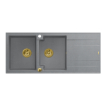 Dviguba plautuvė Quadron Evan 121, HQE11650U5_PVDG1_P2O, sidabrinio akmens/aukso