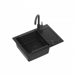Plautuvė su mai&scaron;ytuvu, dozatoriumi ir kilimėliu Quadron HCQJ6044BLM_BDR_PC, anglies juoda