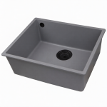 Plautuvė WOBBEE TALBOT 50 pilka metalik su juodos spalvos ventiliu ir sifonu W-TALB-54-GM-NO