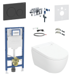 Potinkinis WC komplektas Geberit AquaClean Alba Premium Plus su instaliacine sistema, vandens nuleidimo mygtuku ir automatinio įjungimo moduliu AQAL12PP0161