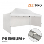 Prekybinė Palapinė 4x6 Balta Zeltpro PREMIUM+ su 4 sienomis, krep&scaron;iu