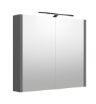 Veidrodinė spintelė Raguvos Baldai, su juodu &scaron;viestuvu, pilka matinė, 80 cm, 2003505