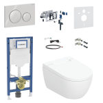 Potinkinis WC komplektas Geberit AquaClean Alba Premium Plus su instaliacine sistema, nuleidimo mygtuku ir automatinio įjungimo moduliu AQAL12PP0KH1