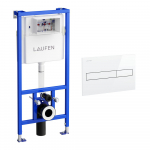 Potinkinis WC rėmas su vandens nuleidimo mygtuku Laufen Dual Flush, H8946650000001 + H8956610000001 (baltas mygtukas), H8946650000001B