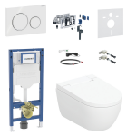 Potinkinis WC komplektas Geberit AquaClean Alba Premium Plus su instaliacine sistema, nuleidimo mygtuku ir automatinio įjungimo moduliu AQAL12PP0KJ1