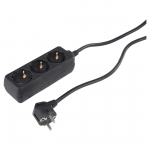 Buitinis ilgintuvas su įžeminimu, 3 x 1.5 mm, 1.5 m, 3 lizdų, juodas