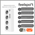 I&scaron;manusis keturvietis ilgintuvas su USB jungtimis Feelspot FS-ST03WE WiFi, Tuya