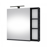 Pakabinama spintelė su veidrodžiu, LED &scaron;viestuvas juodas matinis Riva SV 70-6, Woodflow Ash