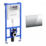 Potinkinis WC rėmas su vandens nuleidimo mygtuku Laufen Dual Flush, H8946650000001 + H8956610040001 (chromo mygtukas), H8946650000001C