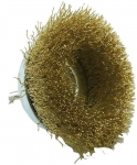 Brass steel wire cupbrush for drill, &Oslash;75mm, corrugated 0.20mm, 1/4 HEX