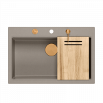 Plautuvė su dozatoriumi ir pjaustymo lenta Quadron MARC HQM7650U4_PVDC1, soft taupe/vario