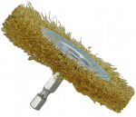 Brass steel wire brush for drill, &Oslash;80mm, corrugated 0.20mm,1/4 HEX shank