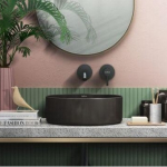 Juodas matinis pastatomas praustuvas DINAN Circular, Bathco