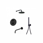 Potinkinė termostatinė vonios sistema su snapu Paffoni Light LIQ019NO-ZDUP094NO-ZSOF034NO, spalva matinė juoda