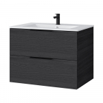 Vonios spintelė su praustuvu Riva SA 700-6, Woodflow Ash, Rankenėlės juodos matinės