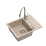 Granito plautuvė Quadron Pure Flexi STQ5844BE_3323503BE su lanksčiu mai&scaron;ytuvu ir dozatoriumi, smėlio spalvos