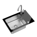 Plautuvė su mai&scaron;ytuvu Quadron HUGH 116, ST3564SC1BS_3623500_BS, nerūdijantis plienas/juodas stiklas