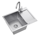 Virtuvės plautuvė su 1 dubenėlio sifonu + mai&scaron;ytuvas fiksuotu plieniniu snapeliu Quadron LUKE 116, ZH6048BS_3623500_BS