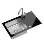 Plautuvė su mai&scaron;ytuvu Quadron HUGH 111, ST3577SC1BS_3623500_BS, nerūdijantis plienas/juodas stiklas