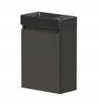 Apatinė spintelė su durelėmis KAMĖ MINI BU/40x22-L/D22-MN, kairės pusės, 40 cm + juodas praustuvas MN400220B