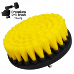 Profesionalūs valymo &scaron;epečiai Premium Drill Brush 5vnt. - vidutini&scaron;kai mink&scaron;tas, geltonas, 13 cm
