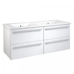 Apatinė spintelė su stalčiais, praustuvu, rankenomis Raguvos Baldai SERENA, balta blizgi, 121 cm, 14113911