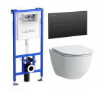 WC komplektas Laufen Pro New: klozetas rimless Soft Close dangčiu 866957 (820966+H898966)+894665+895661716, H8946650000001CP