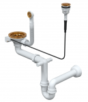 Granitinių plautuvių sifonas Quadron 13GR3(14G)-P2A-PC1 (nuspaudžiamas), vario