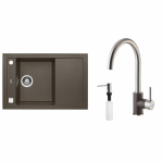 Granitinė plautuvė + mai&scaron;ytuvas + dozatorius Alveus Formic 20 03M+ELZA 03M/SAT+SP010