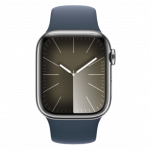 Apple Watch Series 9 GPS + Cellular 41mm Stainless Steel Case with Sport Band - M/L (eSIM) i&scaron;manusis laikrodis Silver