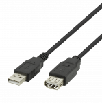 USB ilginimo kabelis DELTACO USB-A male - USB-A female, 2m, juodas / USB2-12S-K / 00140002