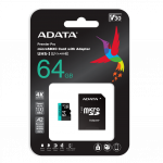 ADATA | Premier Pro UHS-I U3 V30S | 64 GB | MicroSDXC | Flash memory class 10 | Adapter