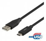 USB-C į USB-A kabelį, 1m, 3A, USB 2.0, juodas DELTACO / USBC-1004M
