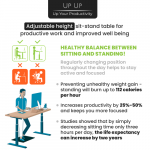 Reguliuojamo auk&scaron;čio stalas Up Up Bjorn Baltas, Stalvir&scaron;is L Tamsaus rie&scaron;uto spalvos