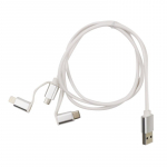 Kabelis MOB:A USB-A - 3in1, microUSB, lightning, USB-C, 1m, baltas / 1450006