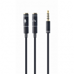 Cable GEMBIRD CCA-417M (4-Pin, Mini Jack M - 2x Mini Jack F, 0,20m, black color)