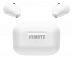 Mini bevielės ausinės STREETZ su krovimo dėklu, True Wireless Stereo, baltos / TWS-114