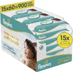 Drėgnos servetėlės kūdikiams Pampers Aqua Soft Touch, 900 vnt.
